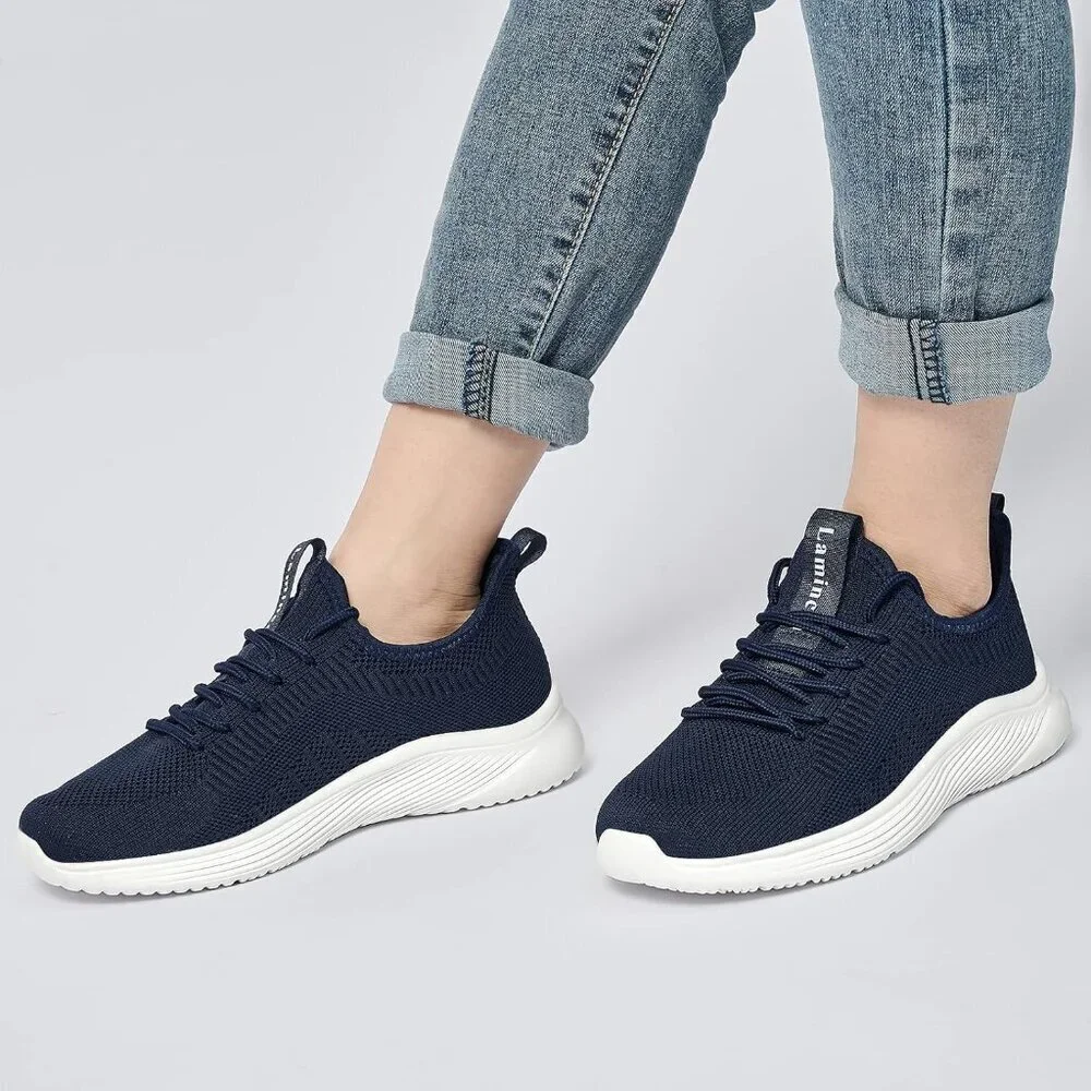 Women's Navy Blue Non Slip Casual Running Lightweight Mesh Fashion Sneakers